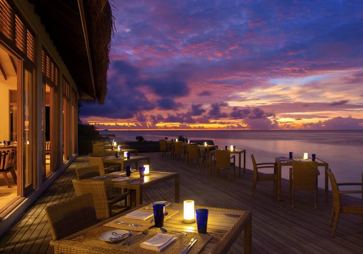 Solnedgang ved Spice Restaurant oblu maldiverne