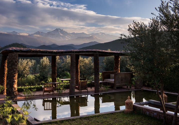 Marokko Atlas Bab Ourika Terrasse View