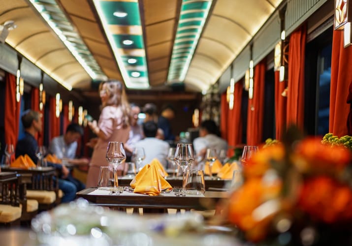 Vietnam sjourney luxury train dining wagon scaled aften